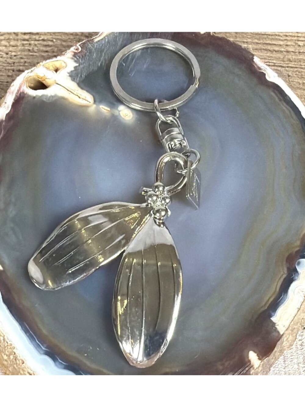 VTG Michael Aram Holly Berry Silver Tone Keychain Luxury Designer Key Ring Tag